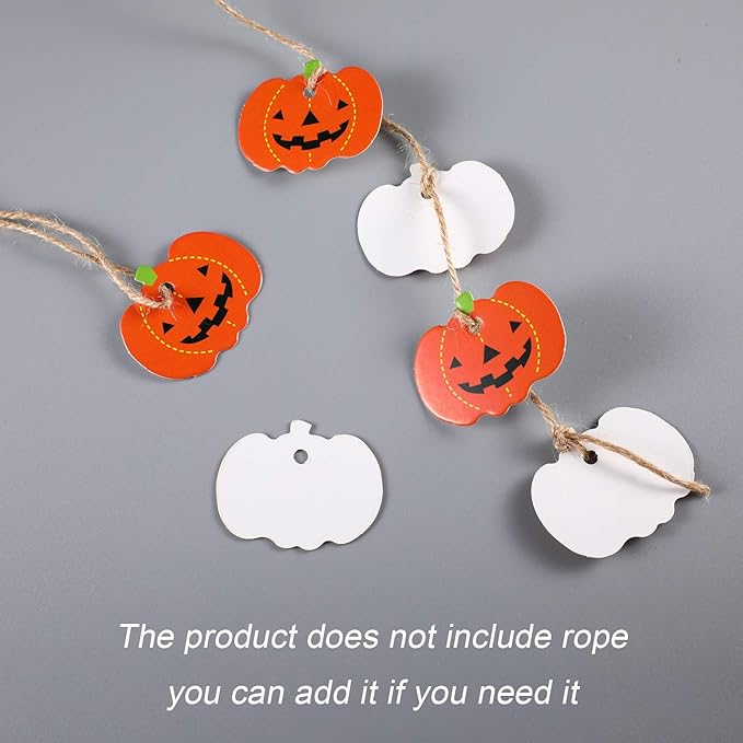 100 Pieces Halloween Pumpkin Gift Tags Paper Hanging Pumpkin Tags Pendants - Image 5