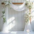 Wedding Arch Draping Fabric, 2 Panel 28" x 19Ft White Arch Drapery Sheer by Partisky