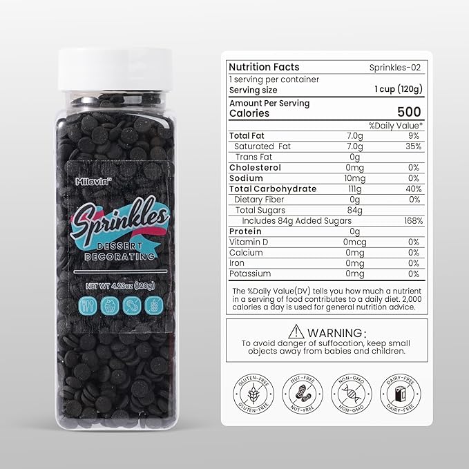Black Sprinkles, Round Sprinkle - Image 2