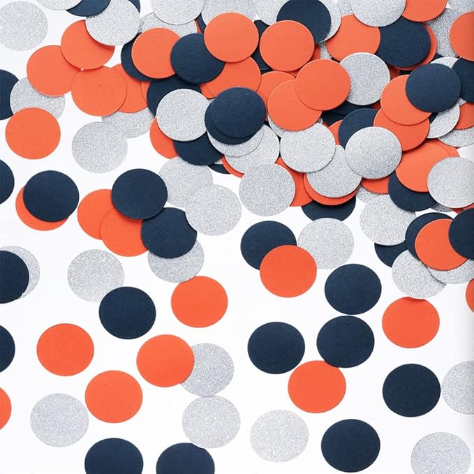 Orange Navy Blue and Silver Glitter Confetti Table Decoration by MOWO