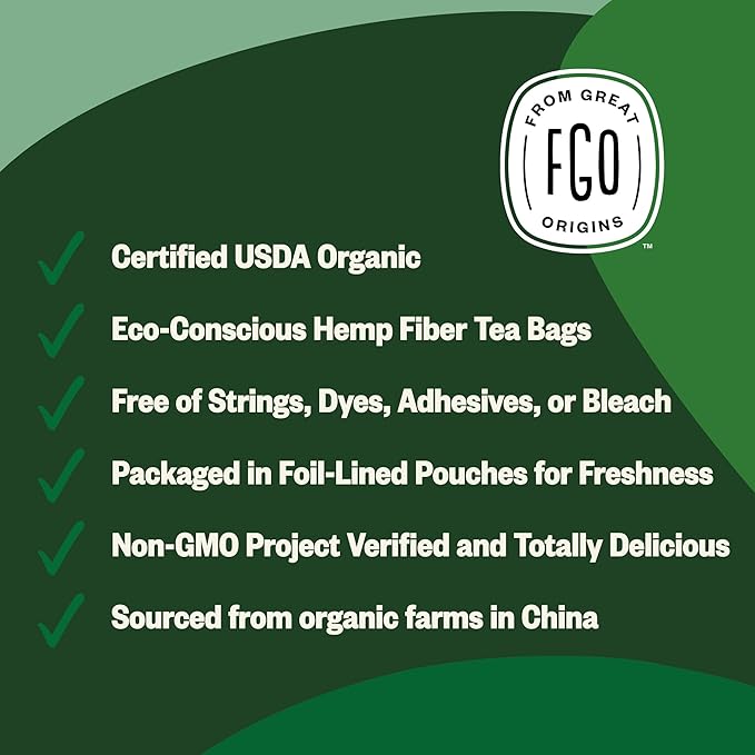 FGO Organic Green Tea, Caffeinated, Resealable Pouch, Packaging May Vary - Image 5