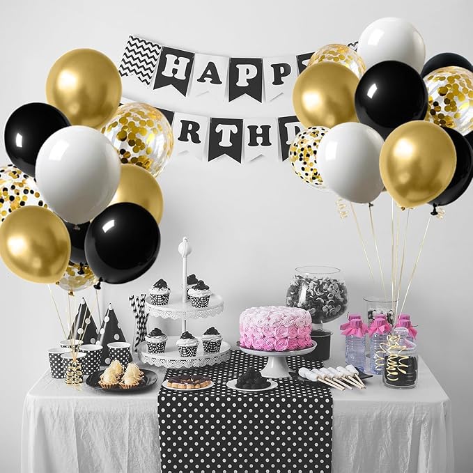 Black White Gold Balloons - Image 5