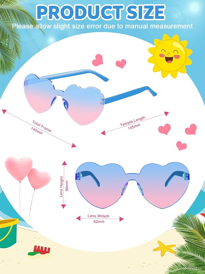 12 Pairs Heart Shaped Sunglasses - Image 2