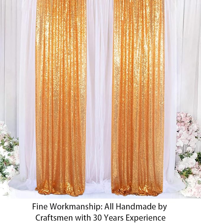 ShinyBeauty Sparkle Backdrop Curtain Gold 2 Panels Set Sequin Photo Backdrop - Image 4