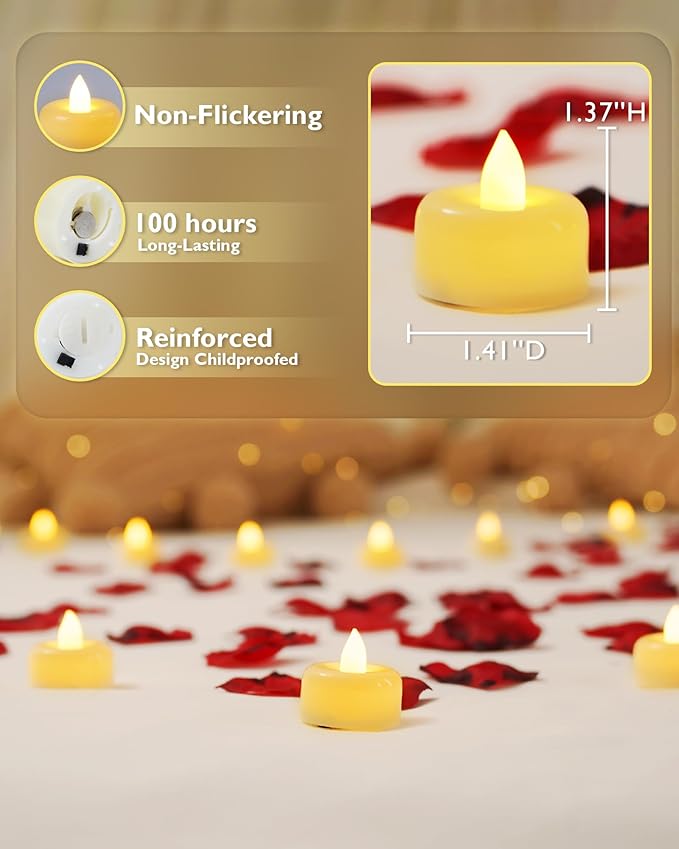 Amagic 24 Pack Flameless LED Tea Lights Candles Battery Operated, Electric Fake - Image 2