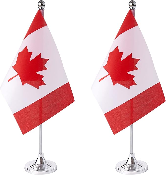 ZXvZYT 2 Pack Canada flag Canadian Table Flag Small Mini Canadian Desk Flags by ZXvZYT