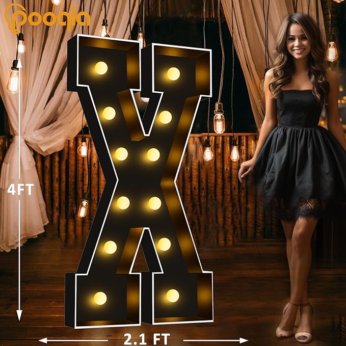 Pooqla 4 FT Marquee Light Up Letters, Big Mosaic Letters Sign - Image 5