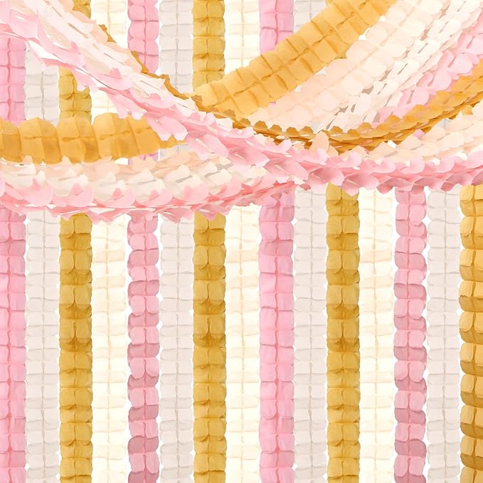 Pink-Peach Gold Party-Decorations Streamers-Garland - Image 5