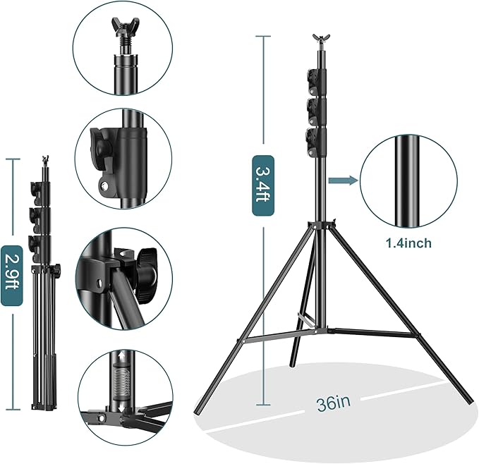 FUDESY Photo Video Studio 10 x 10Ft Heavy Duty Adjustable Backdrop Stand - Image 3