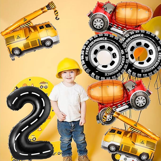 2nd Birthday Decorations for Boys Construction Balloons 40inch Number 2 - Image 3