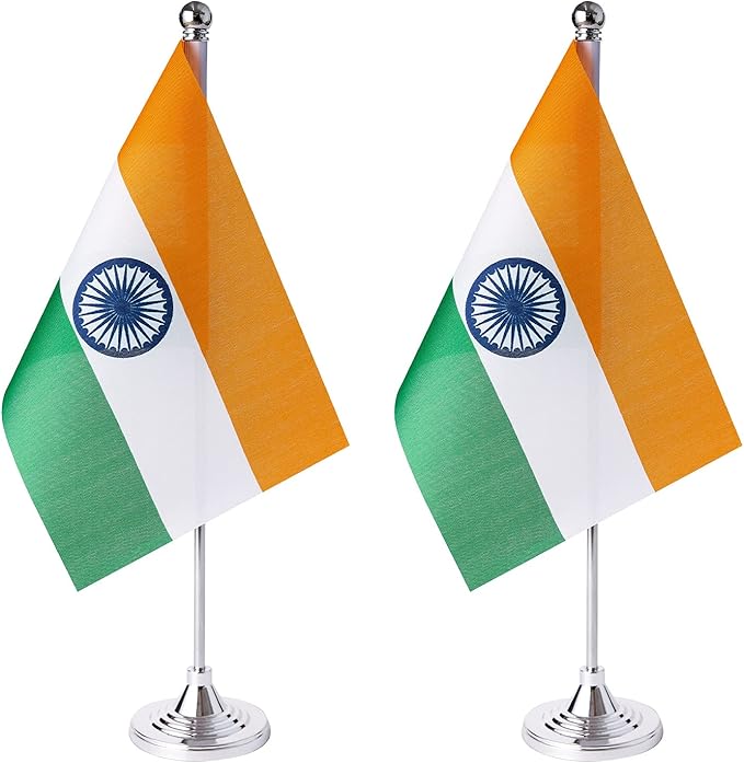 ZXvZYT 2 Pack India flag Indian Table Flag Small Mini Indian Desk Flags by ZXvZYT