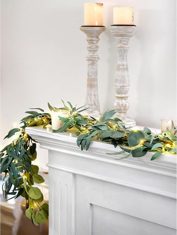 FiveSeasonStuff Rustic Willow and Eucalyptus Garlands – Lifelike Greenery - Image 5