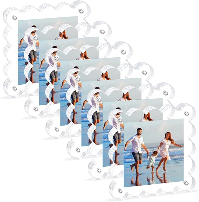 Acrylic Magnetic Picture Frames 4x4-6Pack Clear Freestanding Photo - Image 8