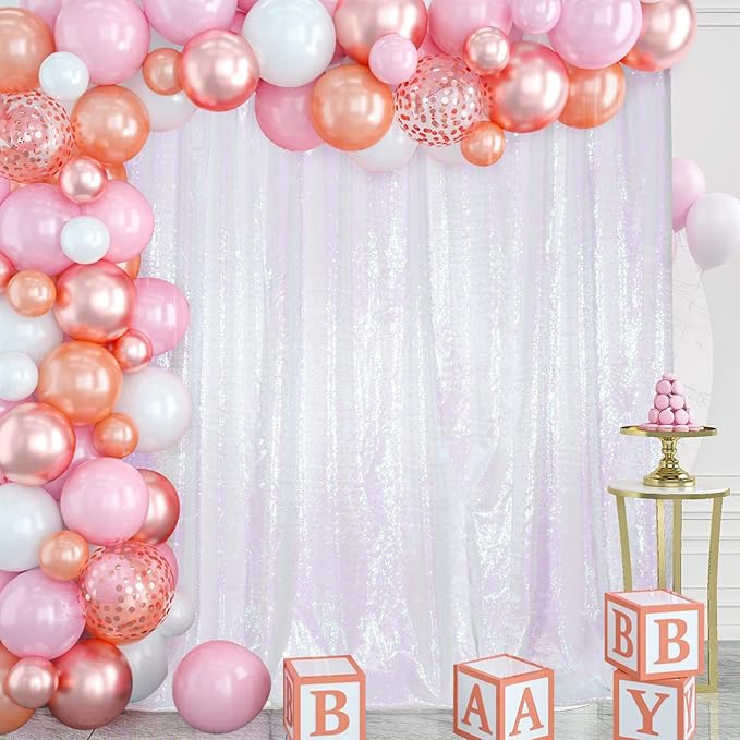 Juya Delight White Iridescent Sequin Backdrop, 6ftx6ft Glitter Photo Backdrop - Image 6