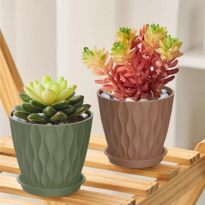 4 Inch Small Pots for Plants, 12 Pack Waffle Texture Small Plant Pots for - Image 6