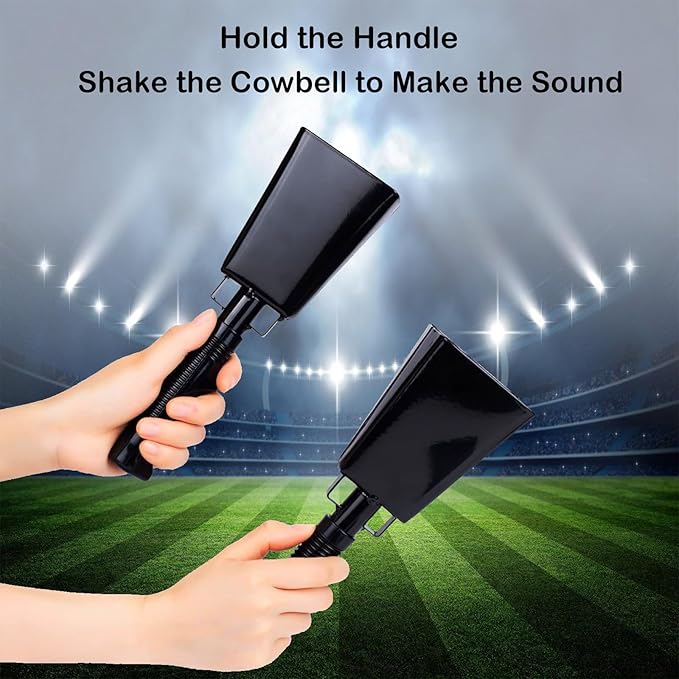 Steel Cowbell with Handle 8 Inch Cow Bells Noise Makers, 2 Pack Large Cowbells - Image 6