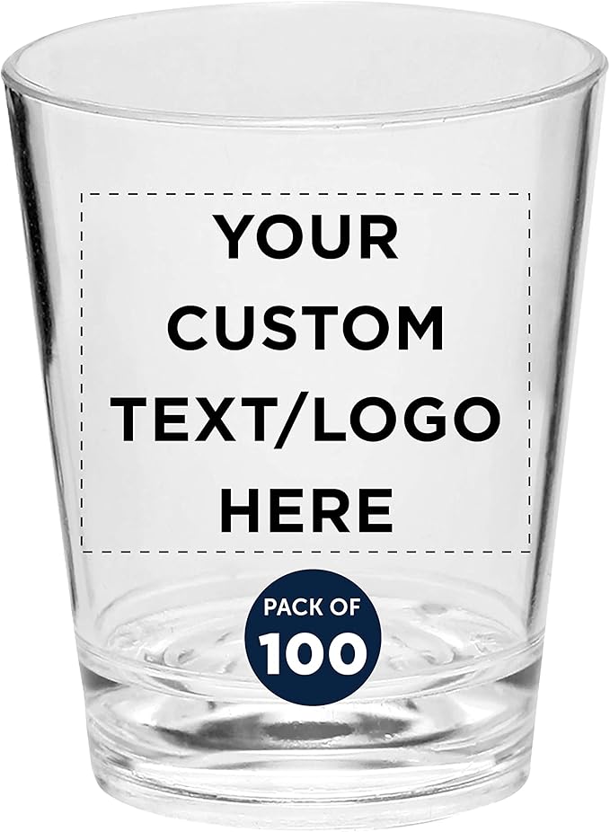 Custom Translucent Plastic Shot Glasses 1.5 oz. Set of 100, Personalized Bulk by DISCOUNTPROMOS