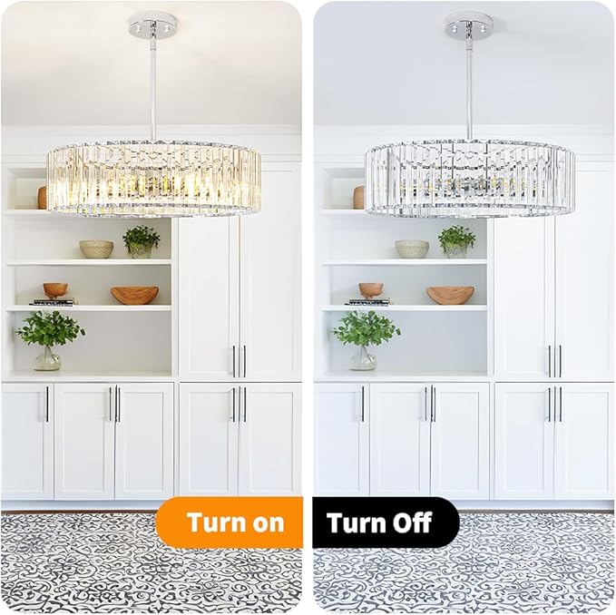 Modern Crystal Chandelier for Dining Room, 6 Light Chrome Semi Flush Mount - Image 6