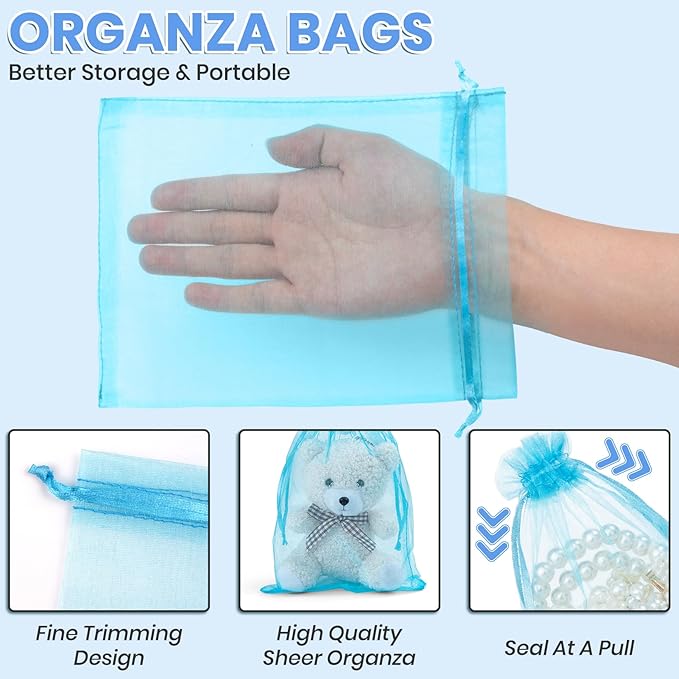 ANZNKU 50 Pack Organza Bags 6x9 Inch, Mesh Bag Drawstring Large Organza Gift - Image 3