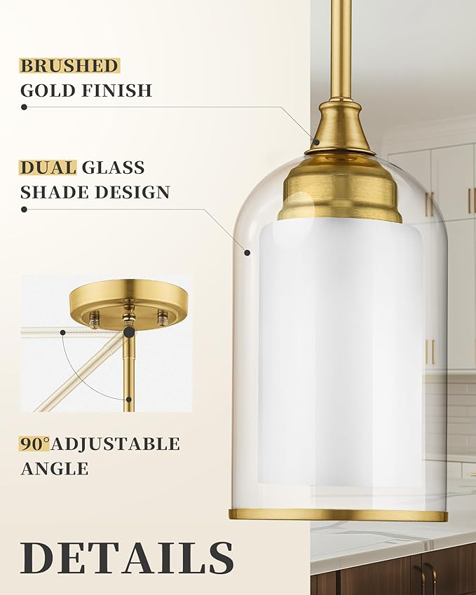 LIROUVET Gold Pendant Lights Kitchen Island - Image 2