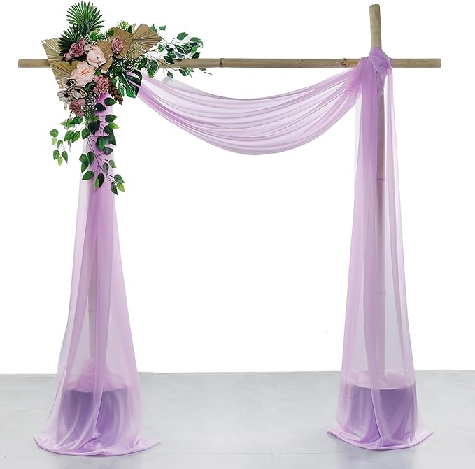 VDS Pack of 4 Panel Wedding Arch Draping Fabric Sheer Chiffon Fabric Drapery by VDS
