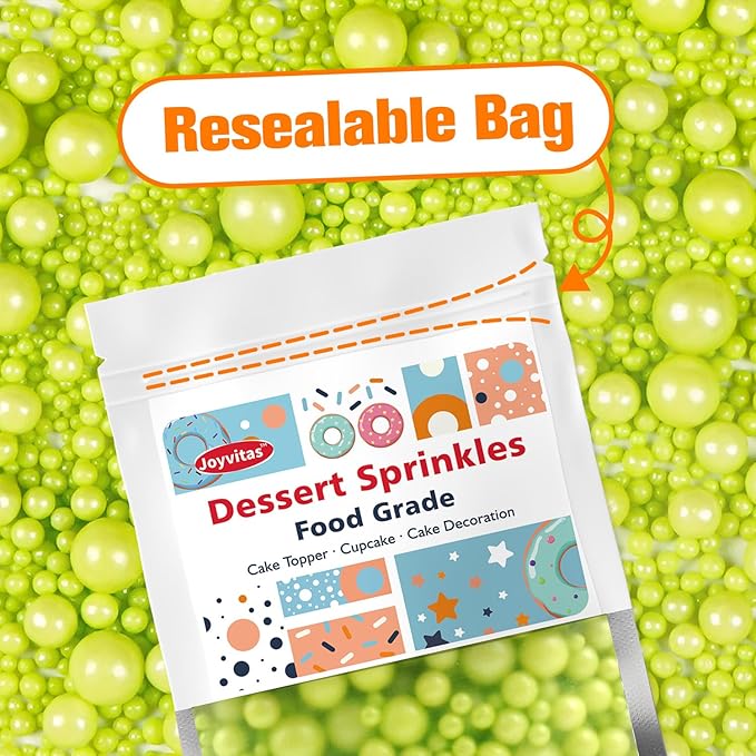 Christmas Green Pearl Sprinkles, Edible Candy Sugar Pearls, 150g/5.29oz - Image 7