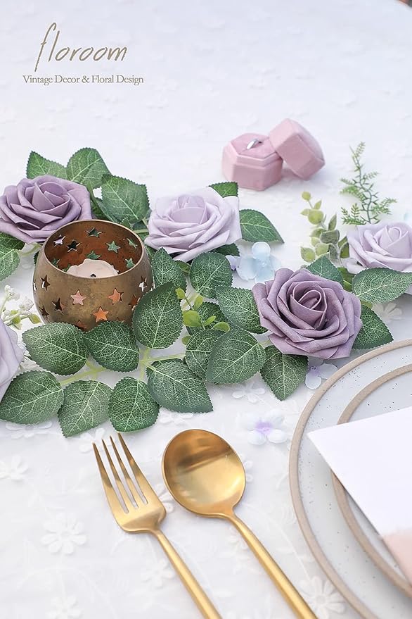 Floroom Artificial Flowers 25pcs Real Looking Lavender African Violet Purple - Image 6