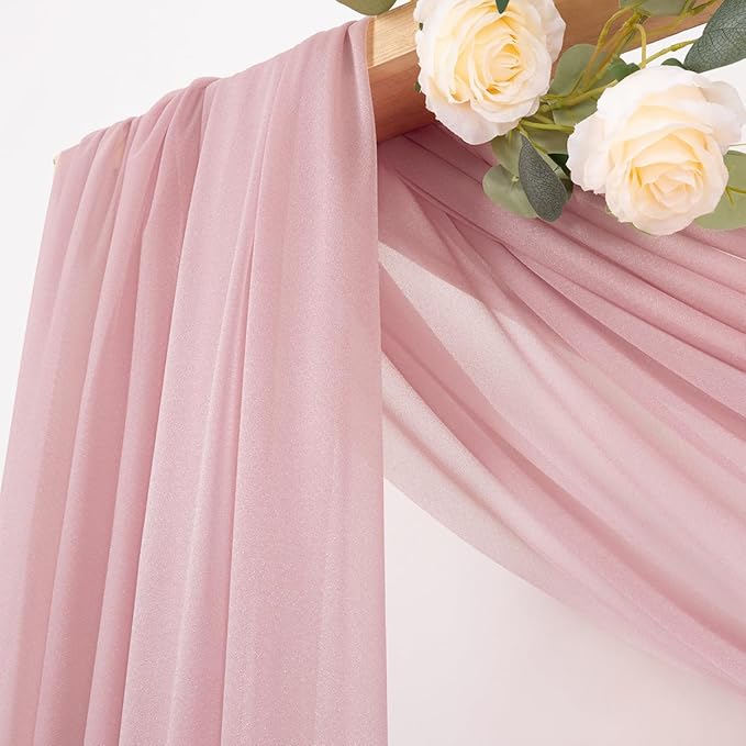MLMC Dusty Rose Wedding Arch Draping Fabric 2 Panels 29" x 20 FT Extra Long - Image 2