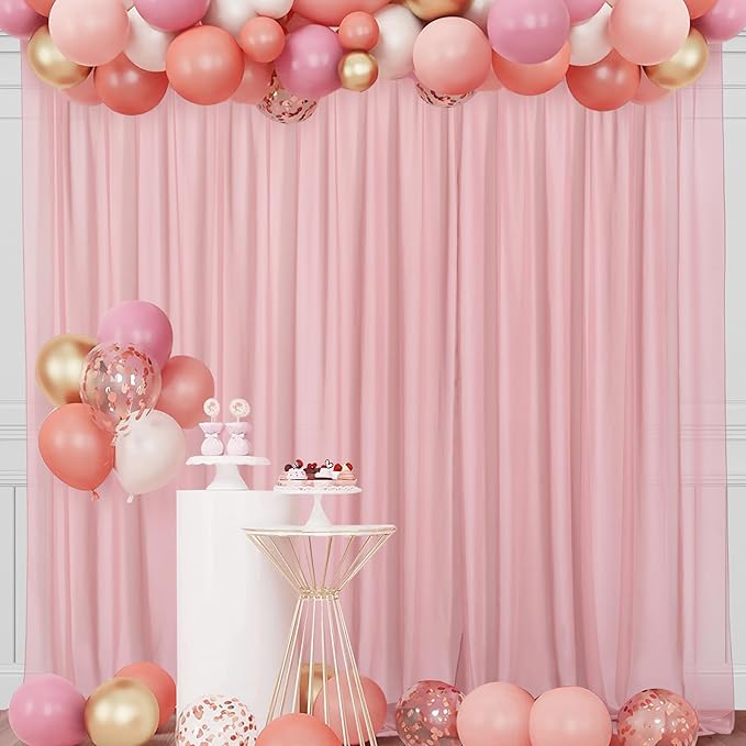 PARTISKY 10x7ft Dusty Rose Chiffon Backdrop Curtains, Wrinkle-Free Sheer Fabric - Image 7