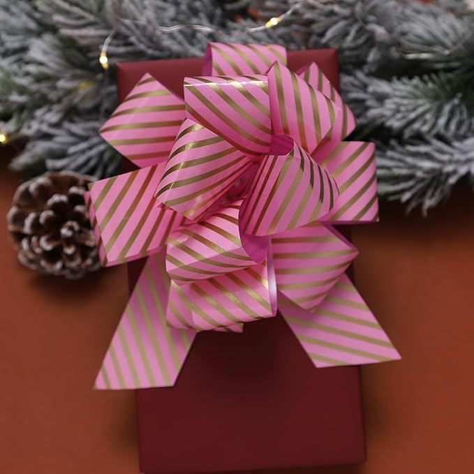 FORBINBO 12 Pieces Stripe Pull Bow Large Gift Wrapping Pull Bows - Image 5