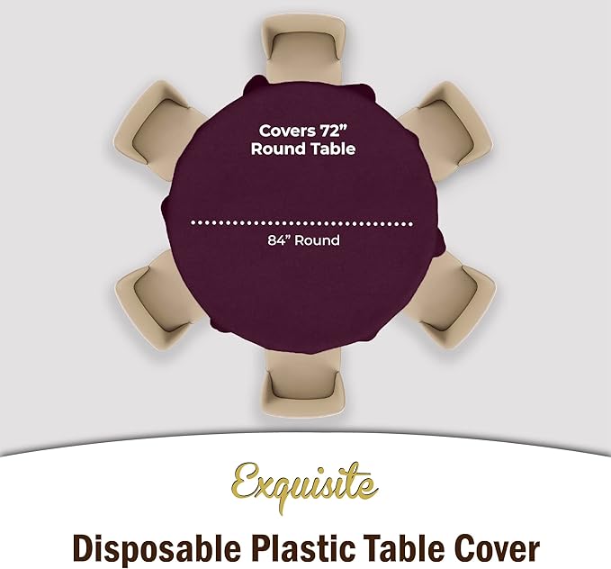 Party Solids Pack Of 12 Premium Plastic Tablecloth 84 Inch Round Table Cover - Image 4