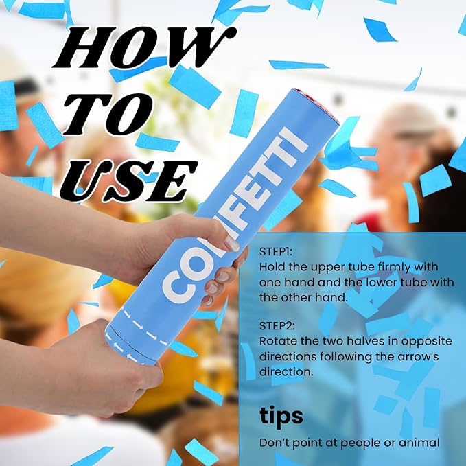 Confetti Cannon Blue Biodegradable Confetti Poppers 12Pack Party Poppers - Image 2