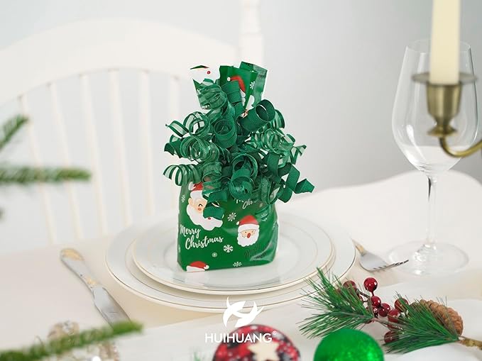 HUIHUANG Green Christmas Bows for Gift Wrapping Curly Gift Bow 5 inch x 8 - Image 9