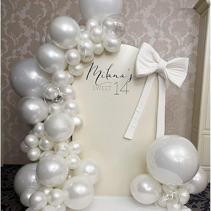Pearl Balloons, Sand White Clear Helium Balloon Set - Image 4
