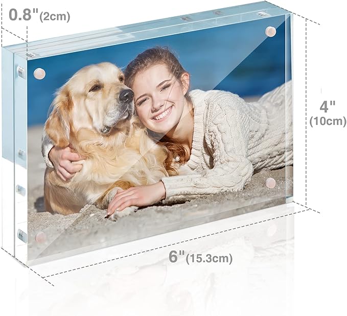 TWING 3 Pack 4 x 6 Acrylic Frame, Acrylic Picture Frames Horizontal Magnet - Image 8