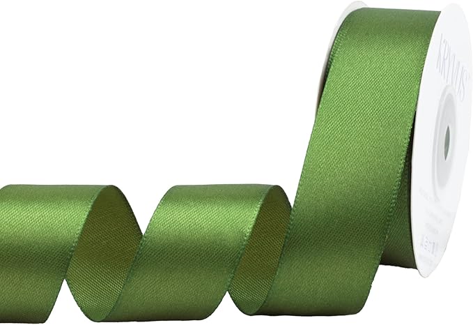 Olive Green Satin Ribbon 1 inch X Continuous 25 Yards, Single Face Polyester by Kryvusribbon