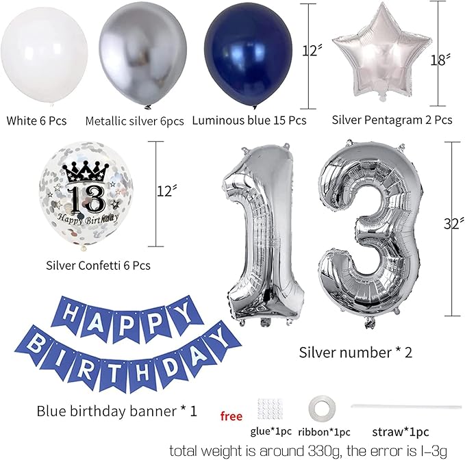 13th Birthday Decorations for Boys Girls, 13th Birthday Party Supplies - Image 2