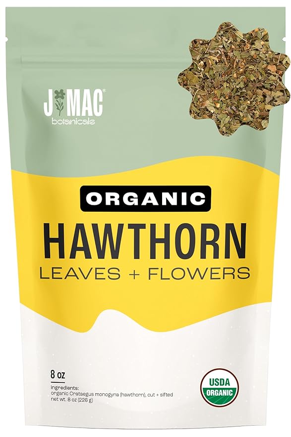 J MAC BOTANICALS Organic Hawthorn Leaves and Flower Dried Hawthorne leaf tea by JMACBOTANICALS