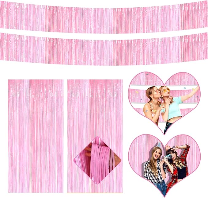 4P Metallic Foil Fringe Tinsel Streamer Banner Table Skirts by FENGNIAN