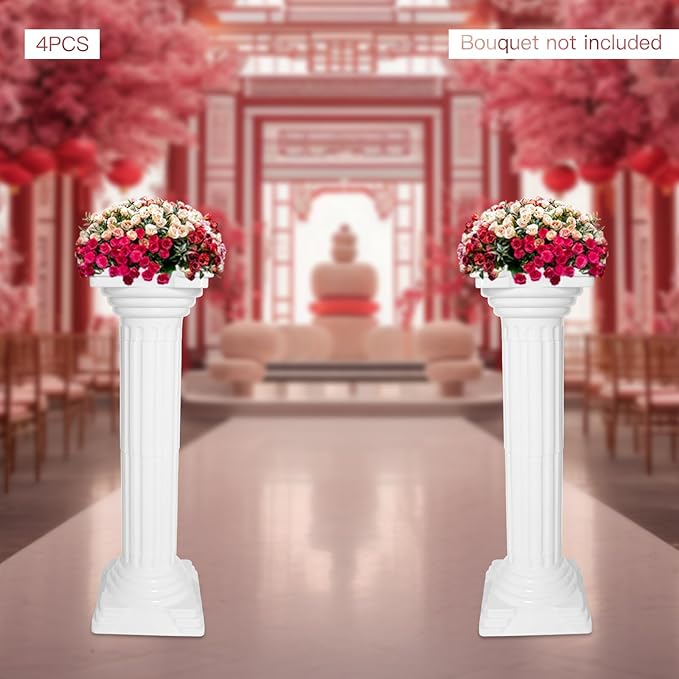 Roman Pillars Decoration Party Flower Pot Columns Set 4Pcs 10.83x10.83x33.86in - Image 9