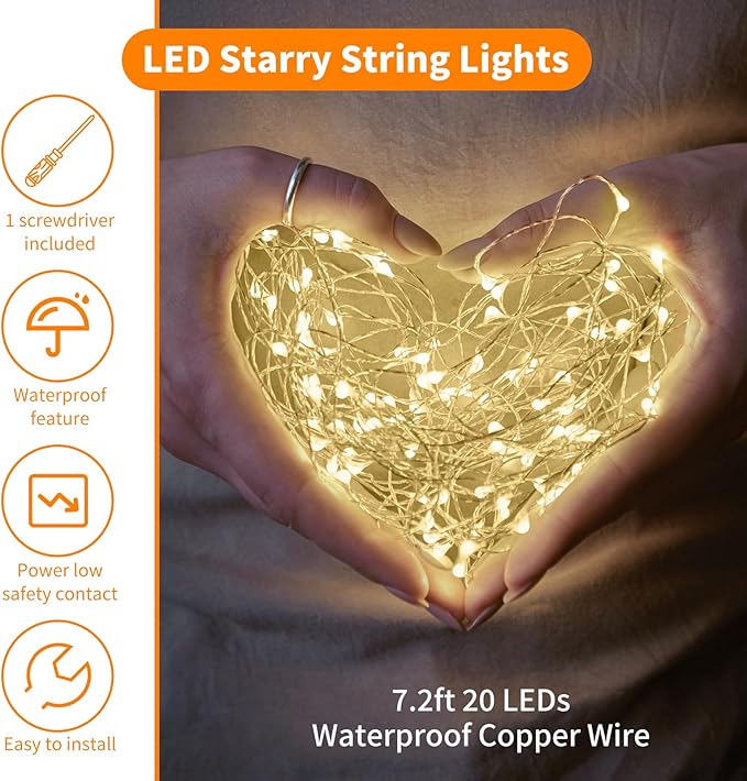 TingMiao 6 Pack Fairy Lights Battery Operated 7.2 ft 20 LED Mini String Lights - Image 2