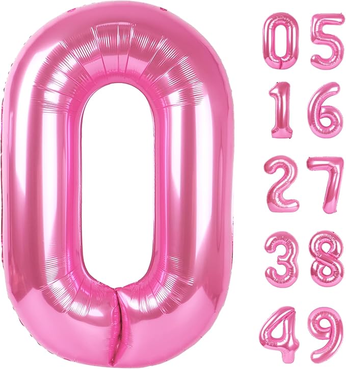 Pink 0 Number Balloon 40 Inch, 0 Decorations by Upgesy
