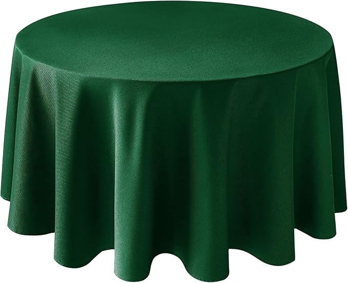 Biscaynebay Textured Fabric Round Christmas Table Cloths 108", Hunter Green by Biscaynebay