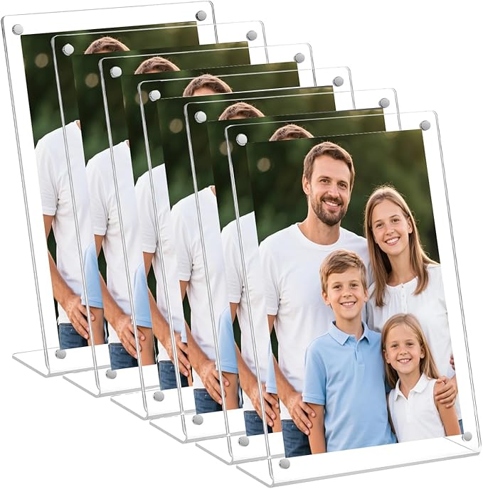 6 Pack Acrylic Picture Frame 5x7 inch, Magnetic Photo Frames, Standing Photo by Wbtran