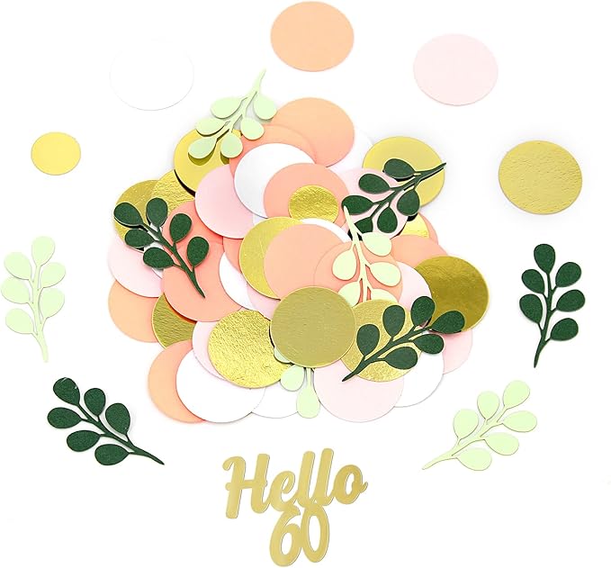 300PC 60TH Birthday Confetti for Table Pink and Sage Green Happy 60TH Birthday - Image 6
