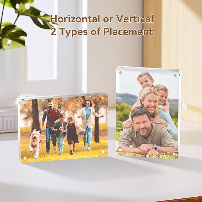 5x7 Acrylic Picture Frames, 20mm Thick Clear Frameless Magnetic Photo Frames - Image 6