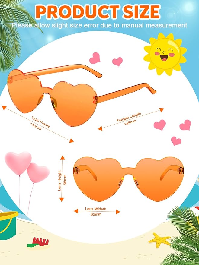 12 Pairs Heart Shaped Sunglasses - Image 2