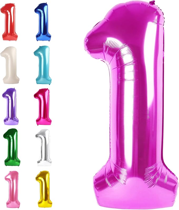 Rosy Purple Number 1 Balloon 40 inch, Number 1 Birthday Balloons by Upgesy