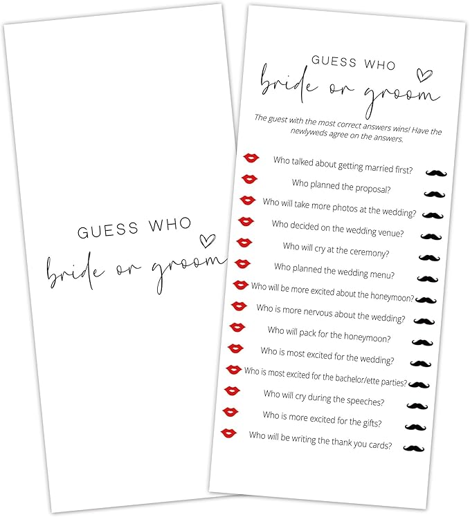 Bridal Shower Games, Bride or Groom, Wedding Shower Games by Tsunerrorami