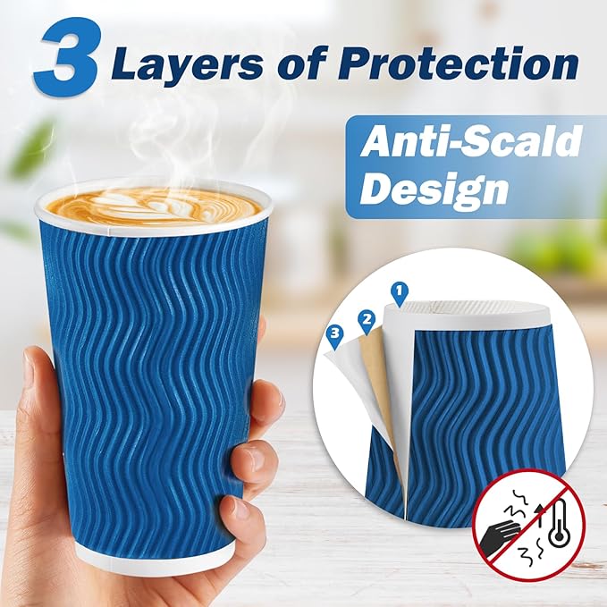 SIUQ 16 oz Coffee Cups-90 Pack Disposable Coffee Cups - Image 3